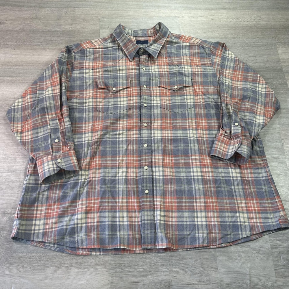 Proper Cloth Shirt Mens 3XL Blue Plaid Western Snap Long Sleeve Button Up Casual